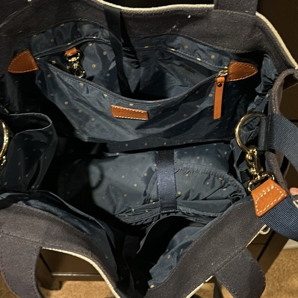 Kate Spade Kate Baby diaper bag, medium. Silver shimmer and navy. Great shape! - Picture 3 of 5